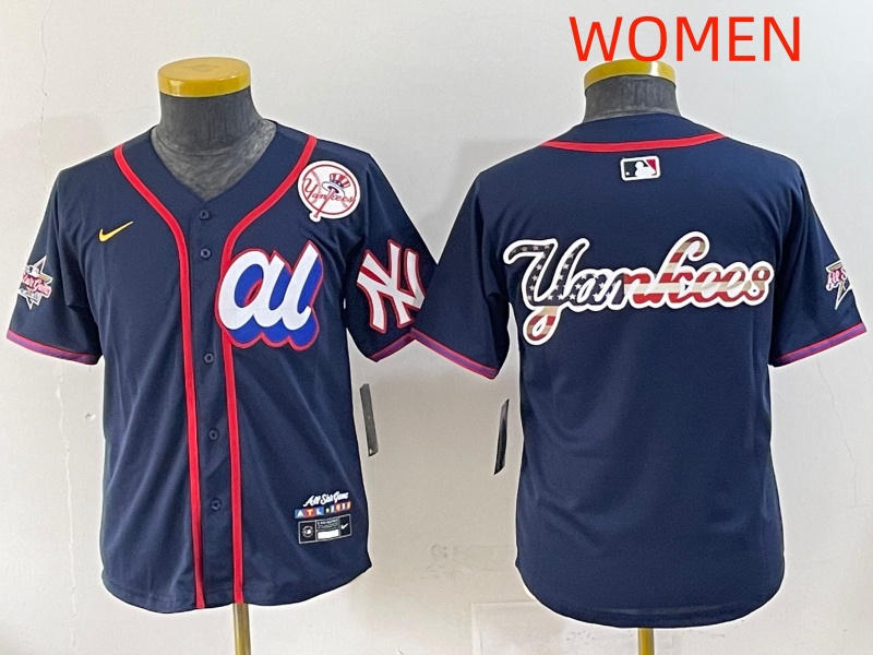 Women 2025 New York Yankees Blank Drak Blue All star Blank Blue Nike MLB Jersey style 6->women mlb jersey->Women Jersey